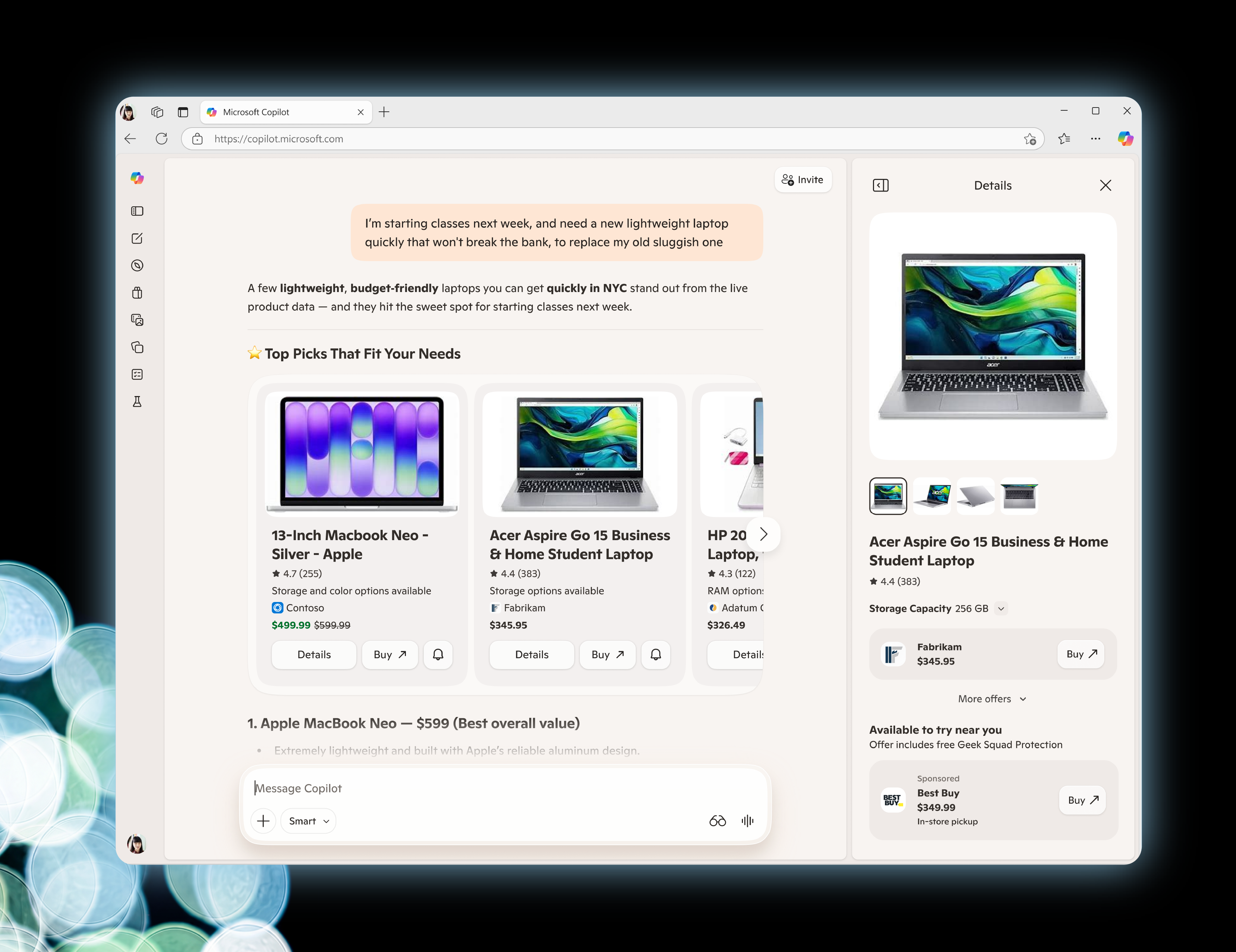 Example of Offer Highlights in the Copilot experience