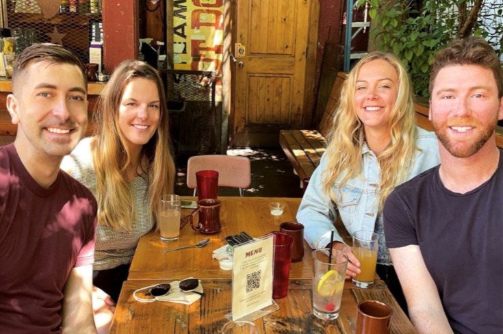 Author Francois Nikbakht II at a rainbowless Pride brunch with friends at Linda's Tavern in Seattle