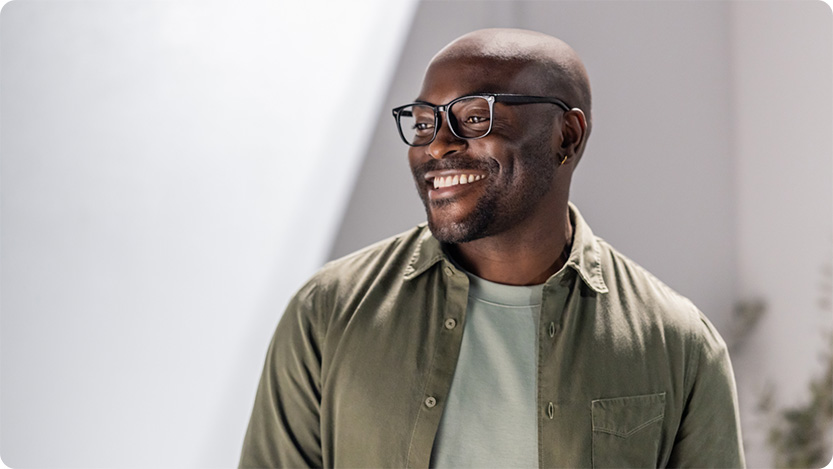 Smiling portrait of a man at work or home.
